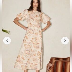 Alemais neutral botanical print dress